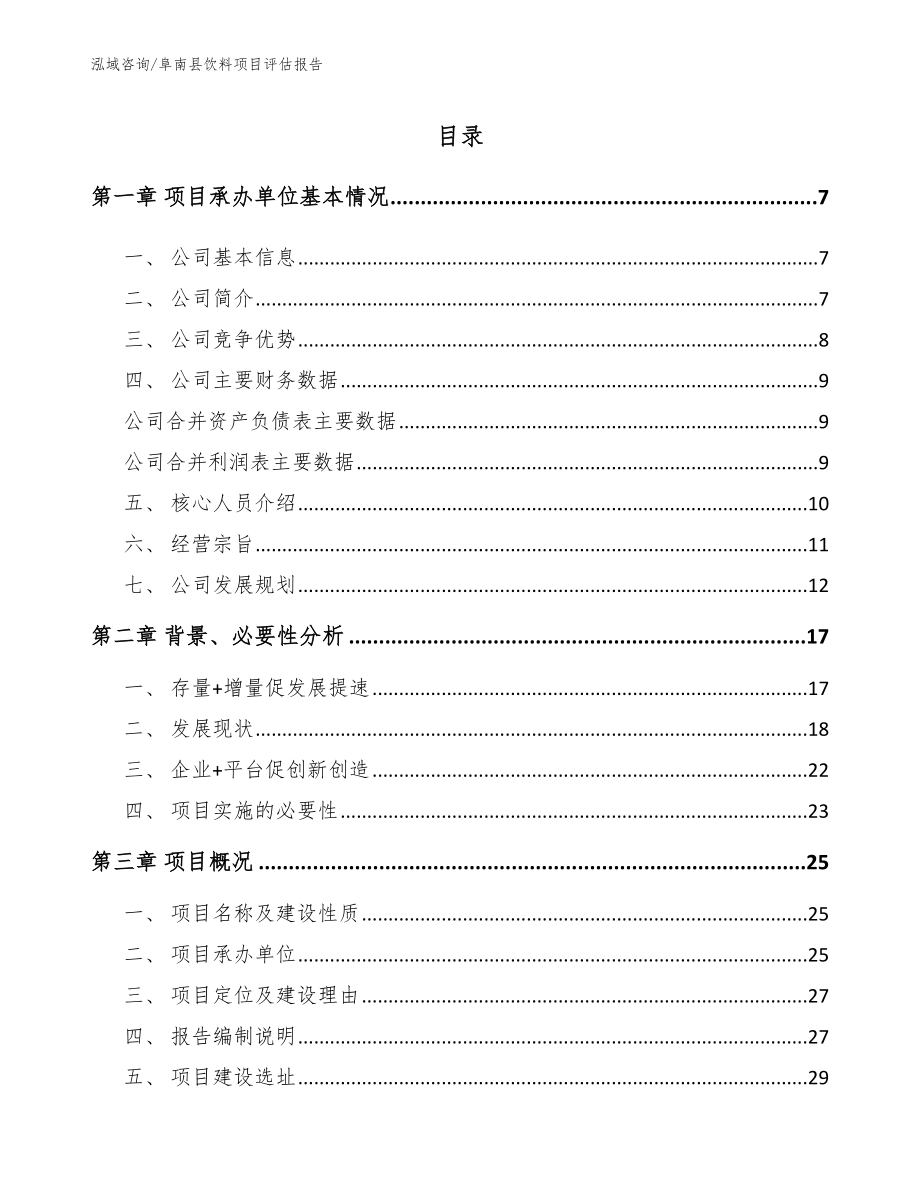 阜南县饮料项目评估报告参考范文_第1页