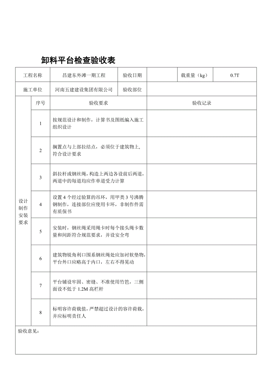 建筑工程各类安全验收表.doc_第1页