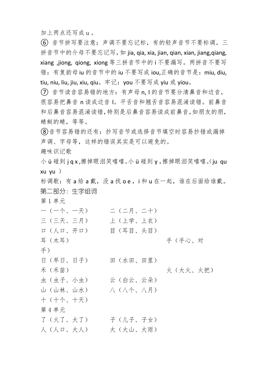 2018部编人教版一年级语文上册知识点汇总_第3页