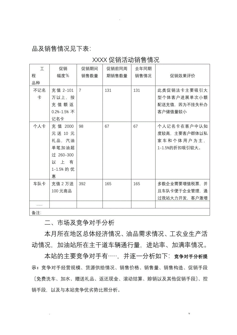 加油站月度经营分析模板_第2页