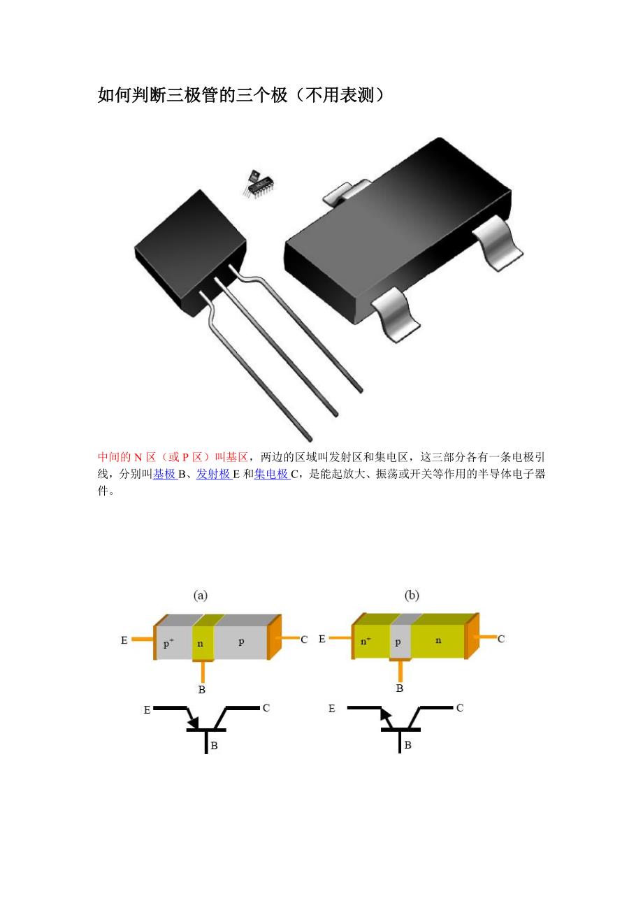 如何判断三极管的三个极(不用表测).doc_第1页