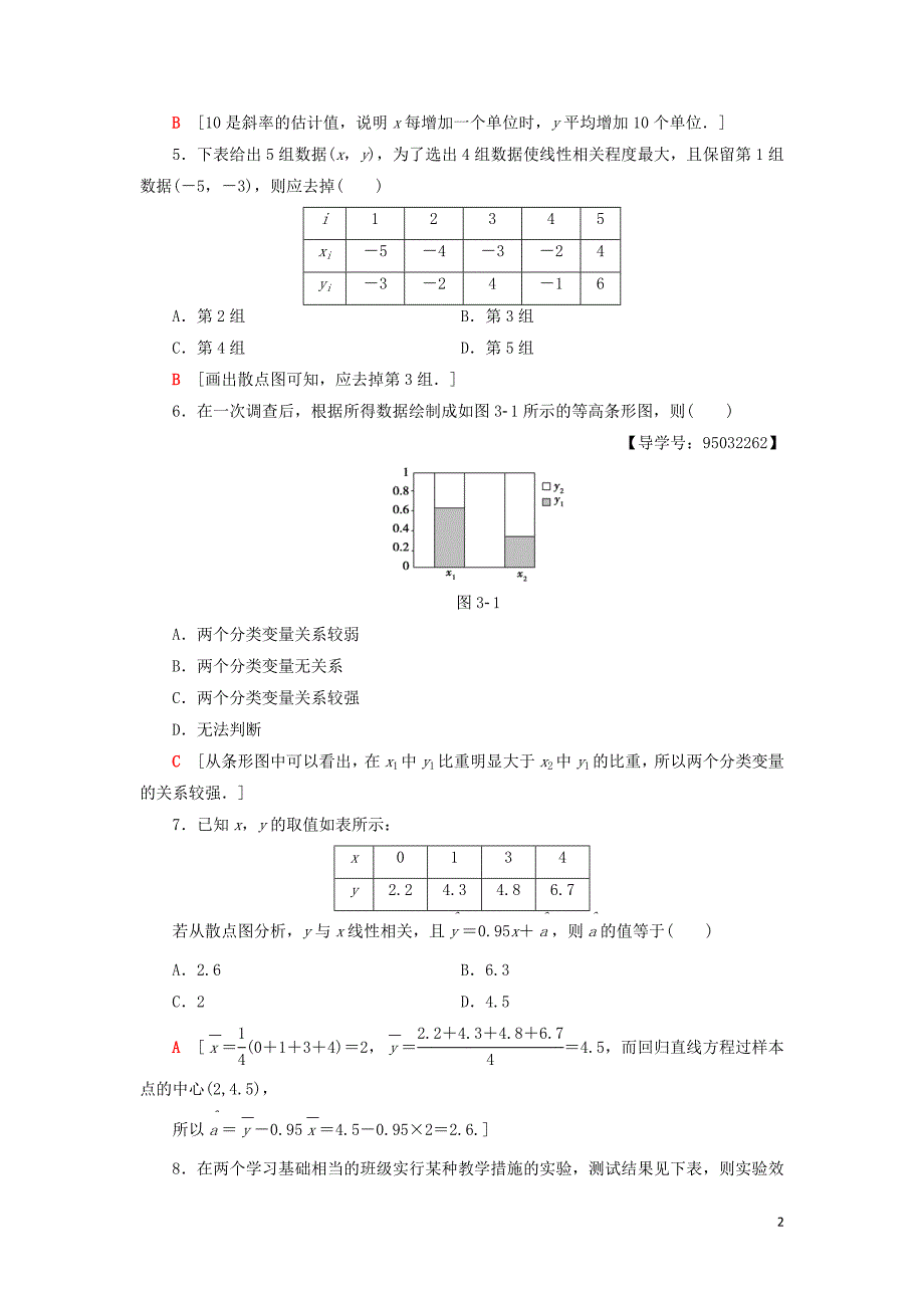 2019高中数学-章末综合测评3-统计案例-新人教A版选修2-3_第2页