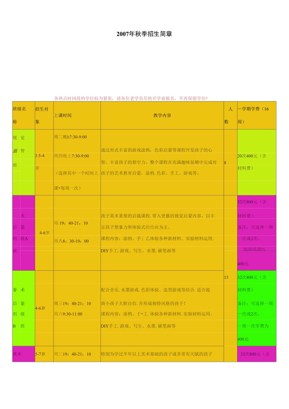 2007年秋季招生简章_第1页