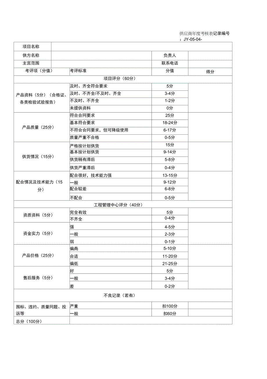 供应商年度考核表_第1页