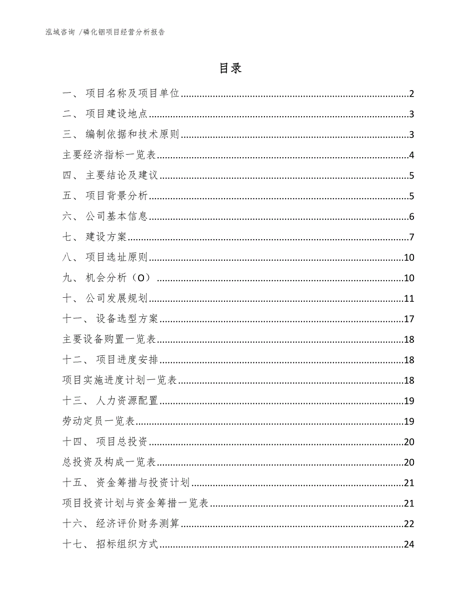 磷化铟项目经营分析报告_第1页