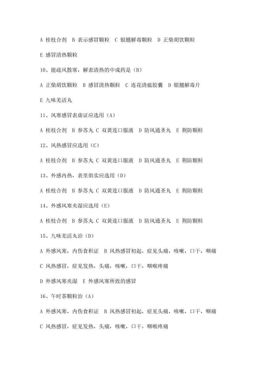 2024年常用中成药试题库_第2页