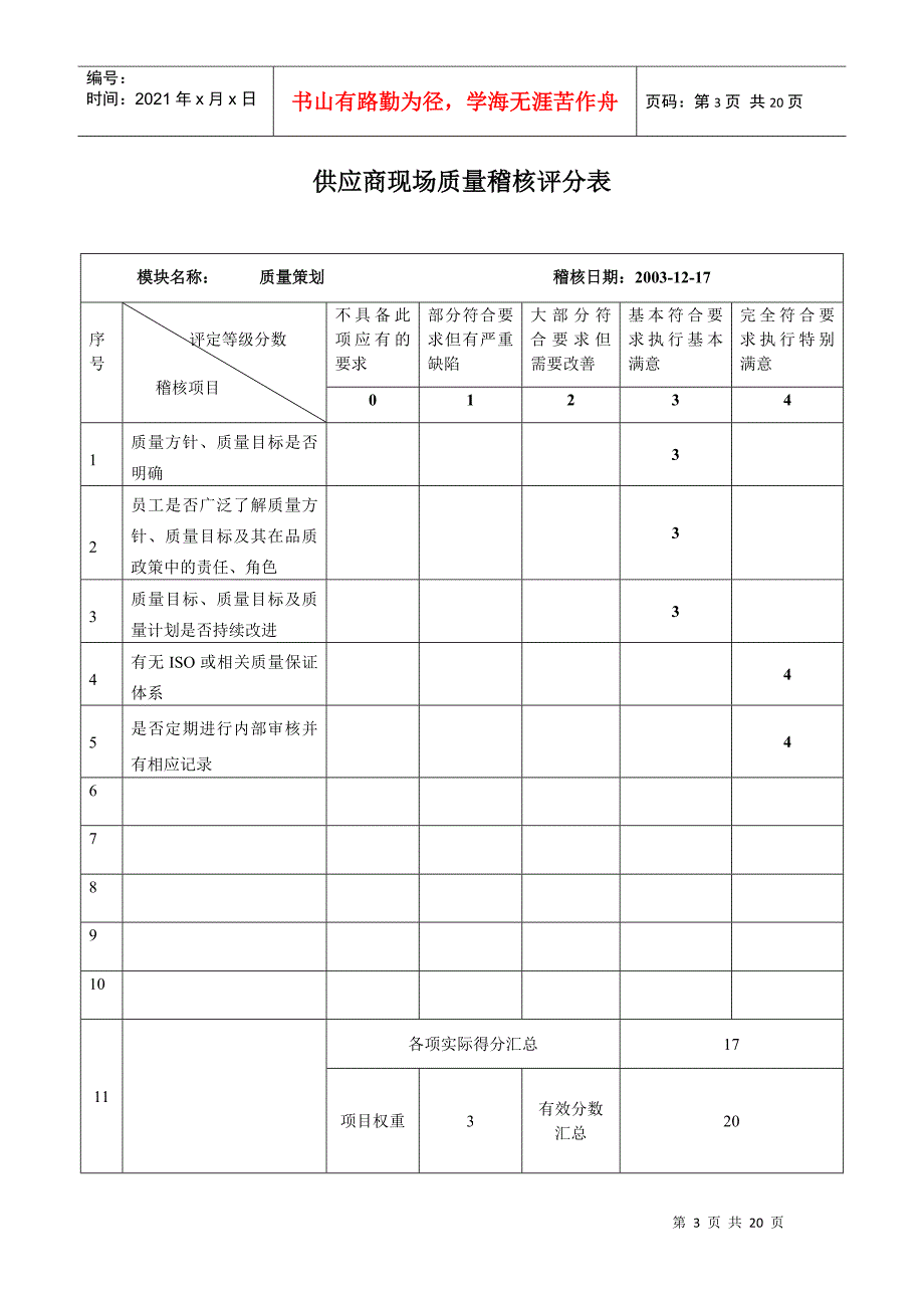 供应商现场质量稽核评分-明基电通(1)_第3页