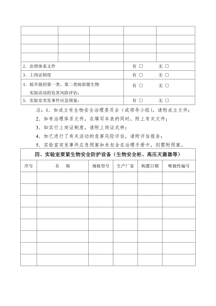 云南省病原微生物实验室备案登记表_第4页