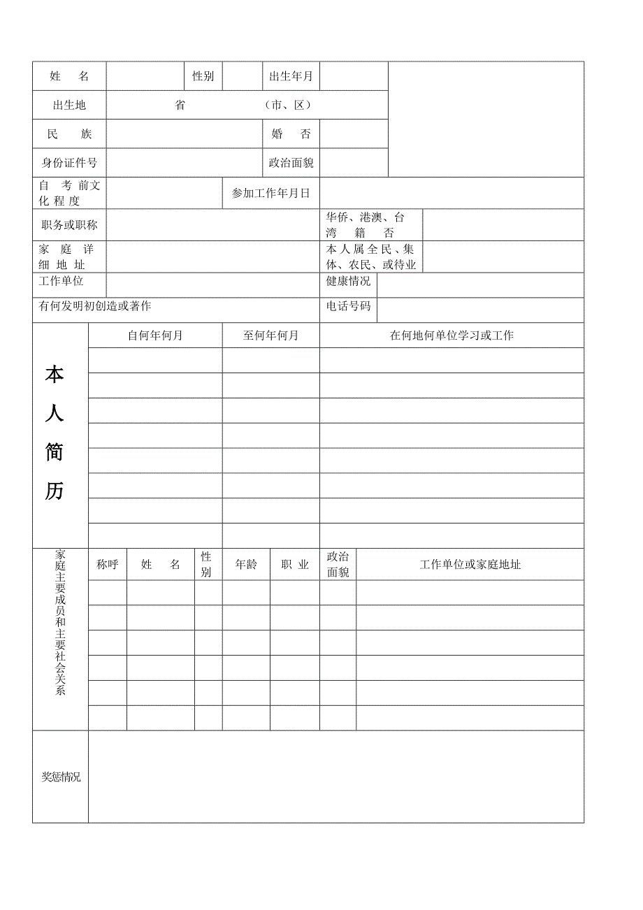 四川省高等教育自学考试自考毕业生登记表_第3页