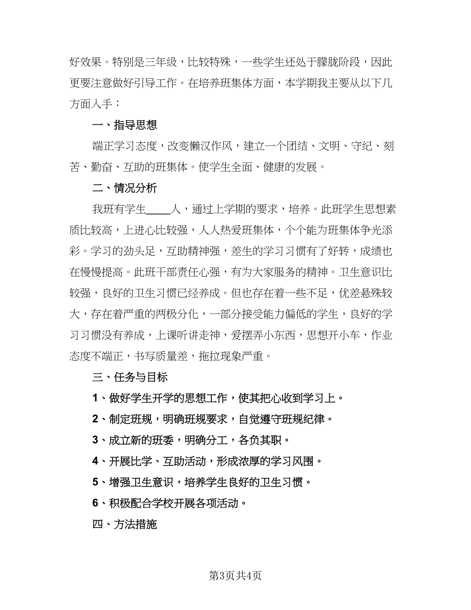 小学三年级下班主任工作计划标准样本（2篇）.doc_第3页