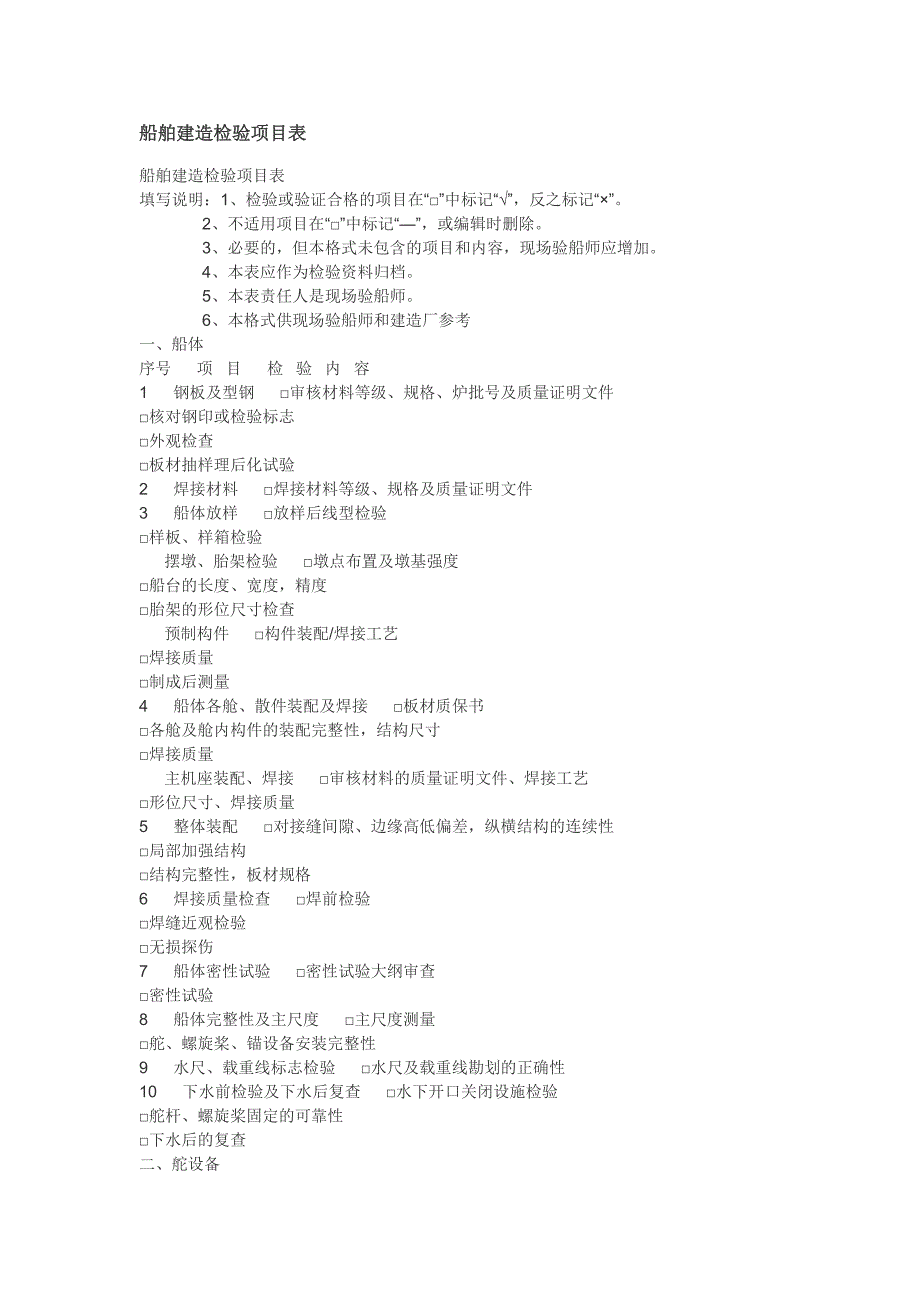 船舶建造检验项目表_第1页