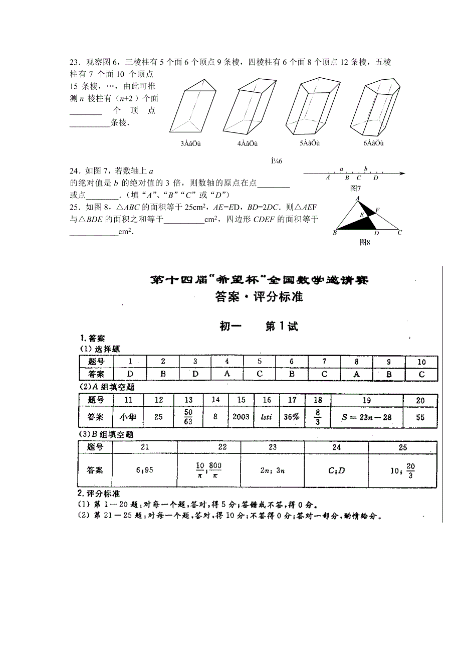 希望杯第14届七年级第1试及答案_第3页