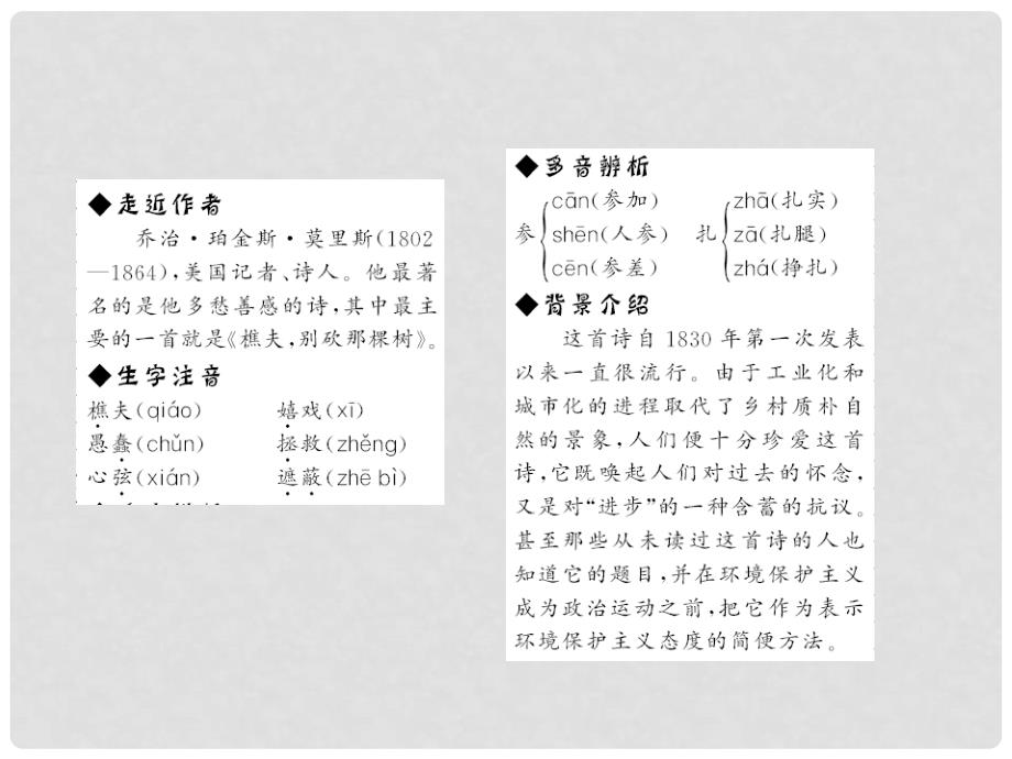 原八年级语文下册 第二单元 8《樵夫别砍那棵树》课件 （新版）语文版_第3页