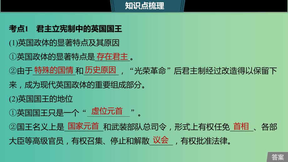 浙江专用版2020版高考政治大一轮复习第十五单元国家和国际组织第三十八课君主立宪制和民主共和制：以英国和法国为例课件.ppt_第4页