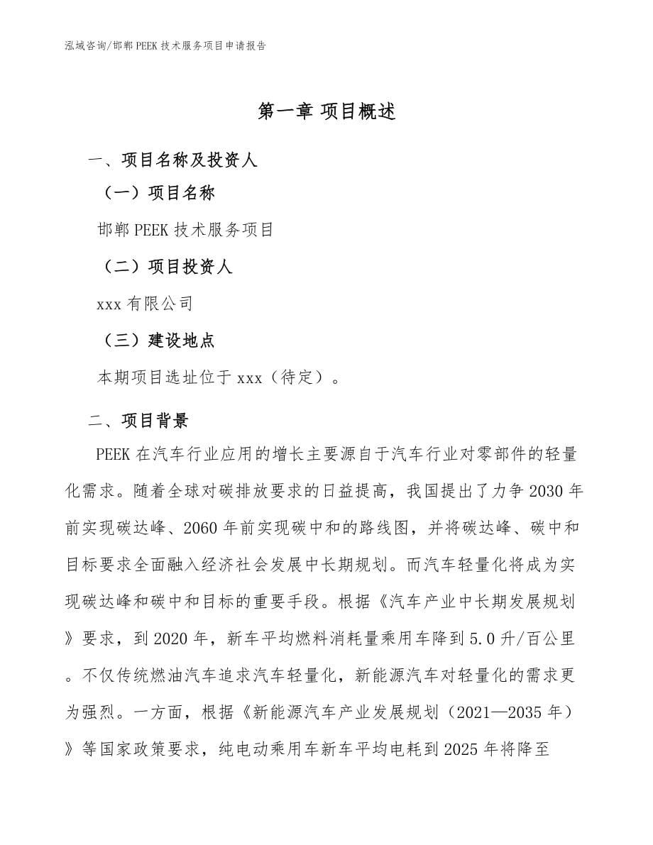 邯郸PEEK技术服务项目申请报告_模板参考_第5页