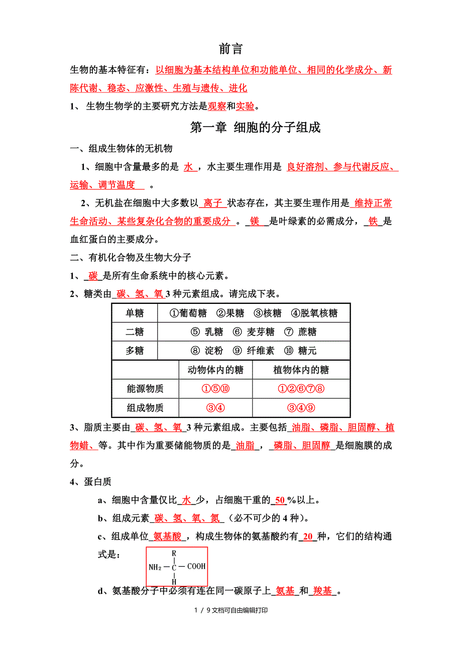 必修一复习提纲答案_第1页