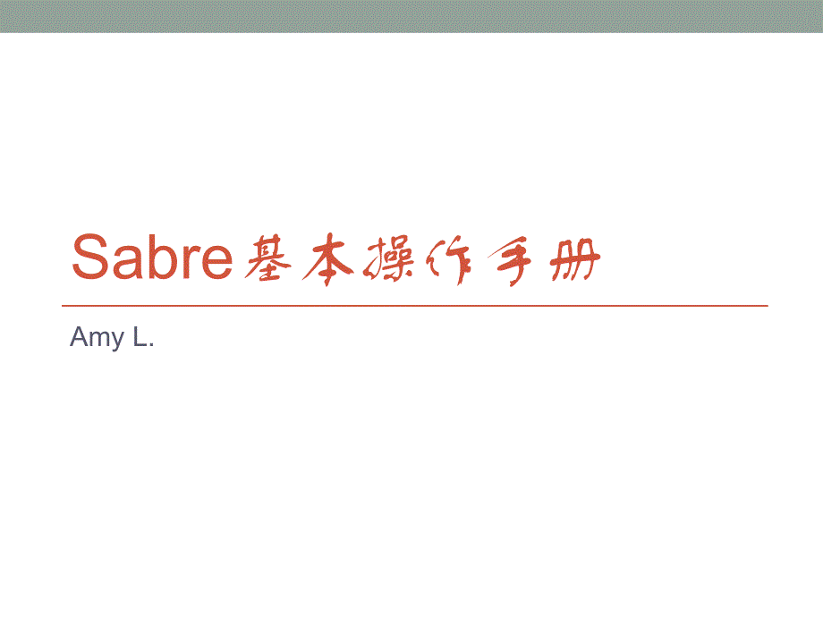 Sabre操作手册PPT_第1页