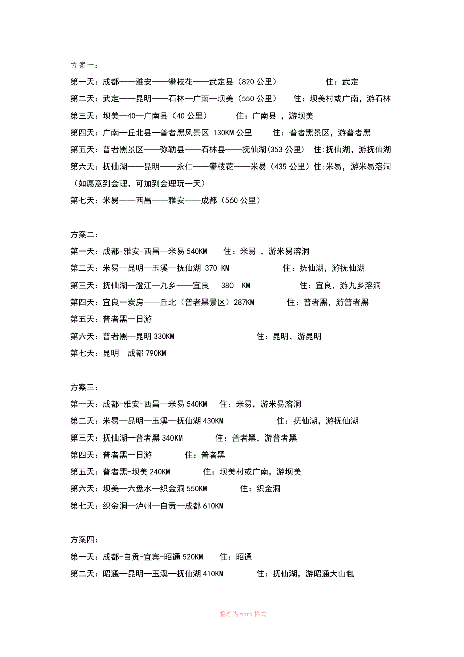 成都至抚仙湖普者黑自驾游攻略Word文档_第1页