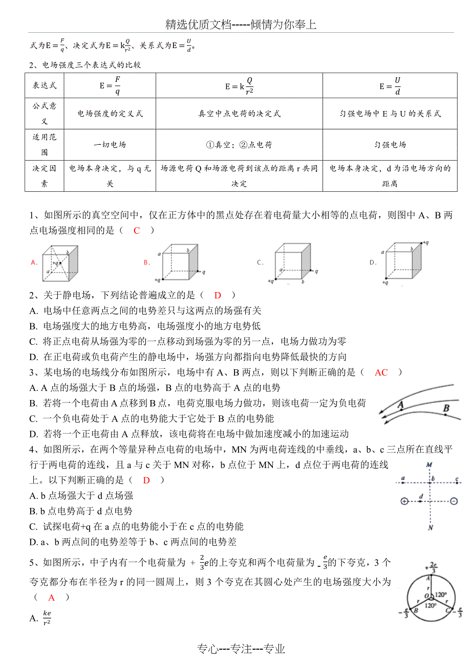 2019年高中物理一轮复习：静电场-知识点总结_第3页