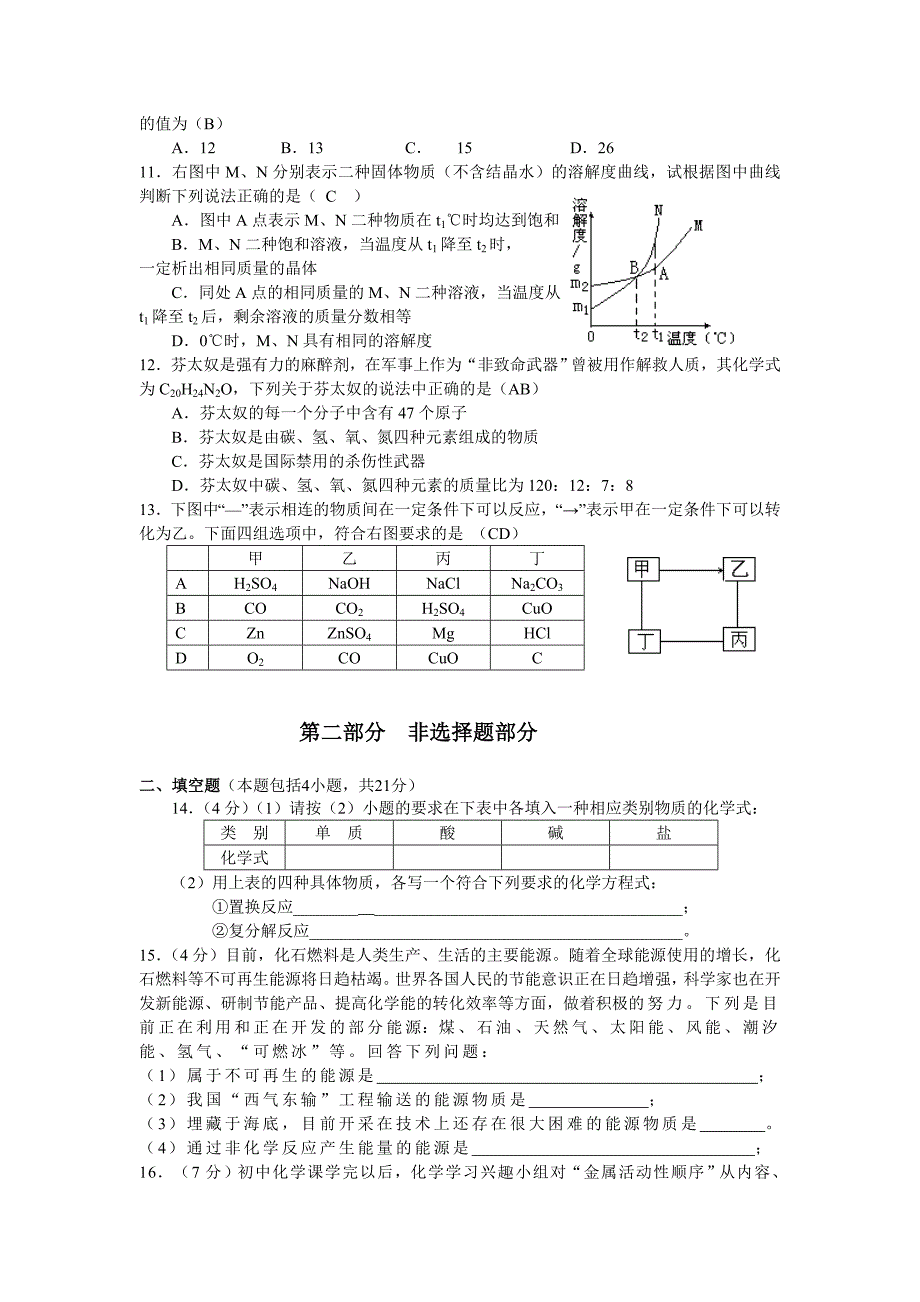 初三化学模拟试题及答案.doc_第2页