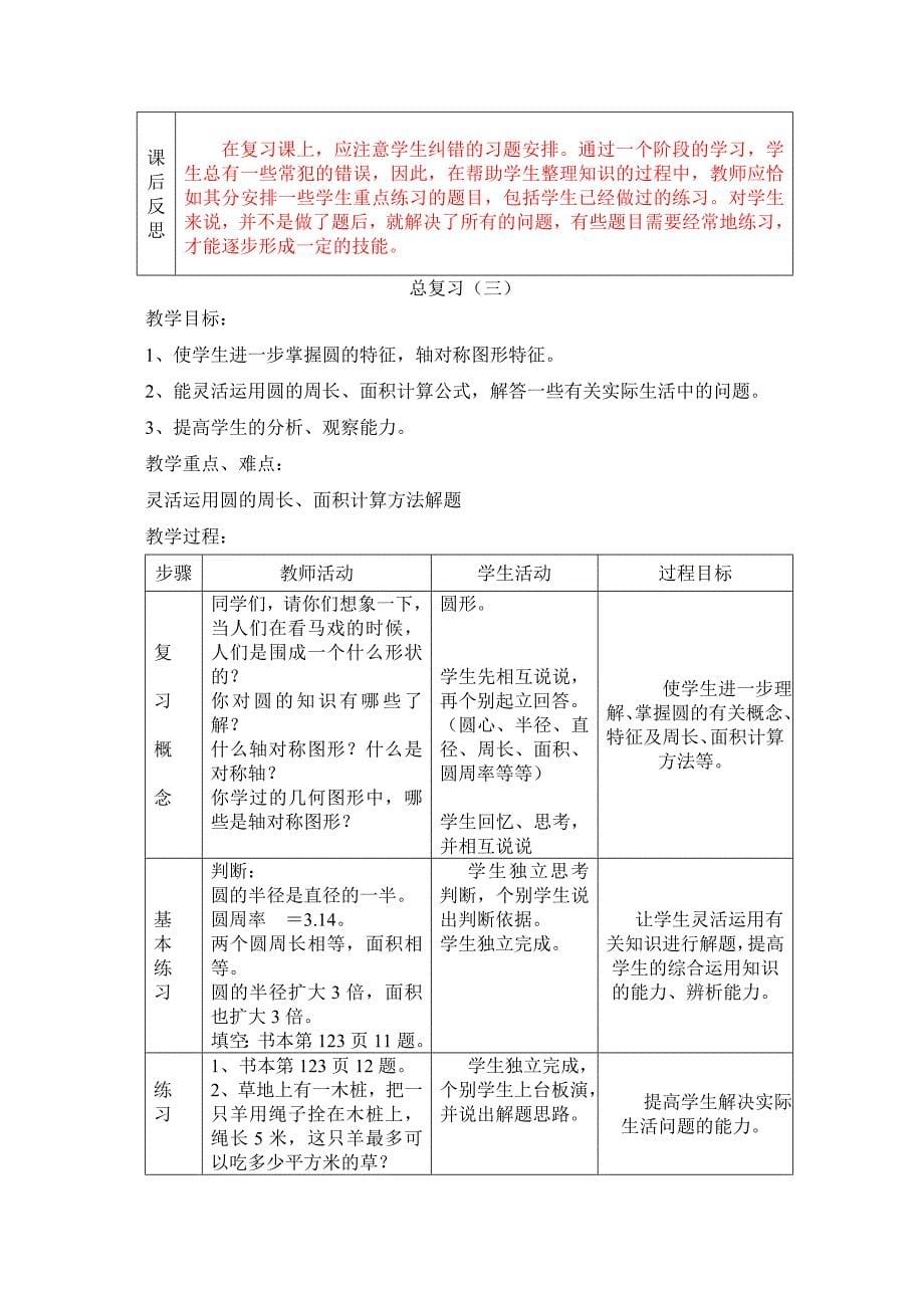 人教版小学数学六年级上册：第八单元总复习教案_第5页