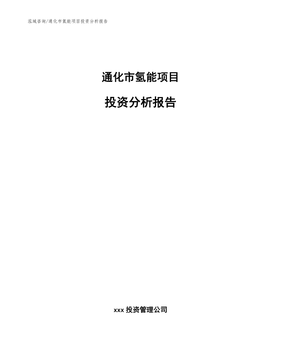 通化市氢能项目投资分析报告_范文_第1页