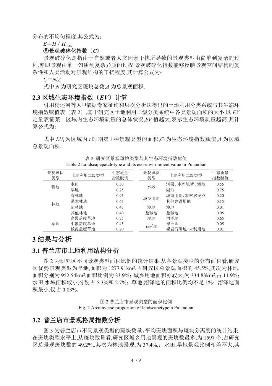 城环学院-罗璇-普兰店市土地利用景观格局及其生态环境效应_第5页