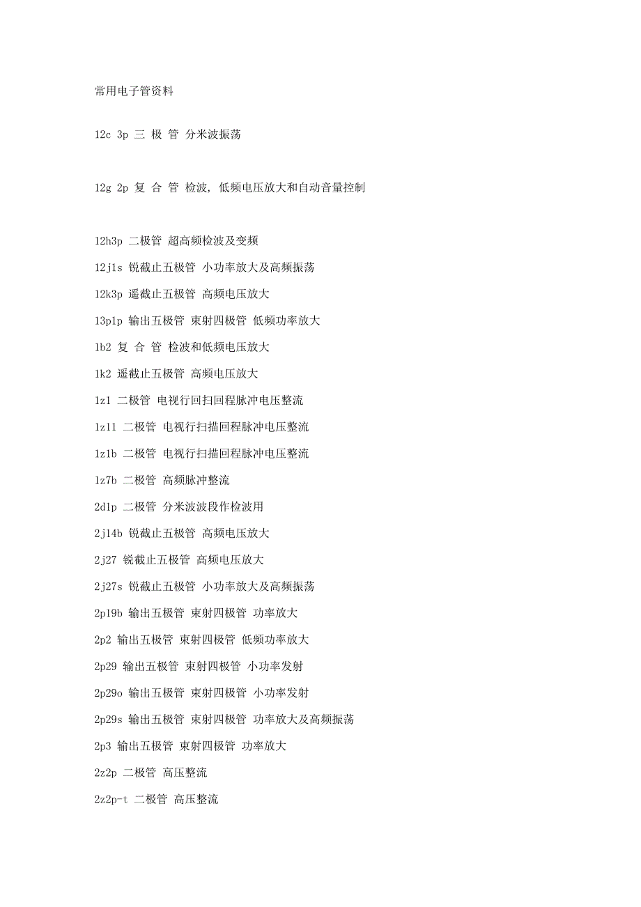 常用电子管资料_第1页