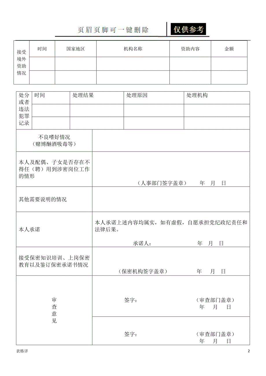 涉密人员保密审查表[表类文书]_第2页