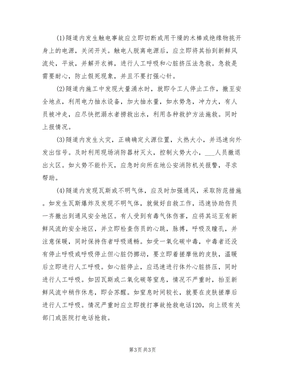 2022年隧道施工事故应急救援预案_第3页