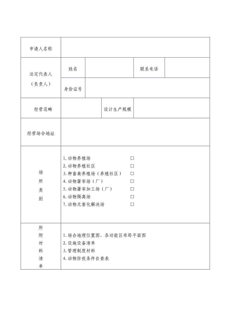 动物防疫条件合格证申请系列表_第3页