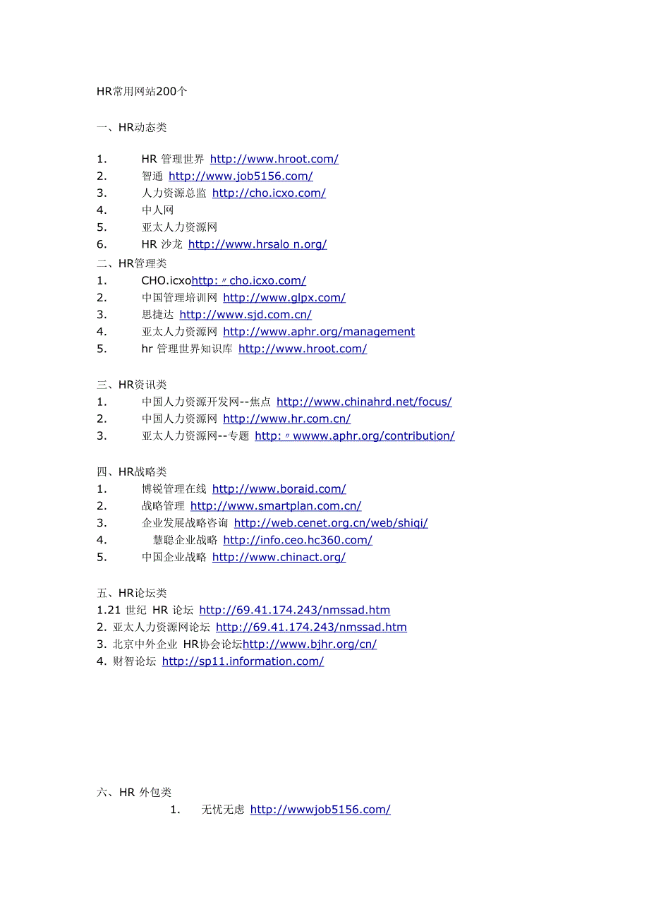 HR常用网站200个_第1页