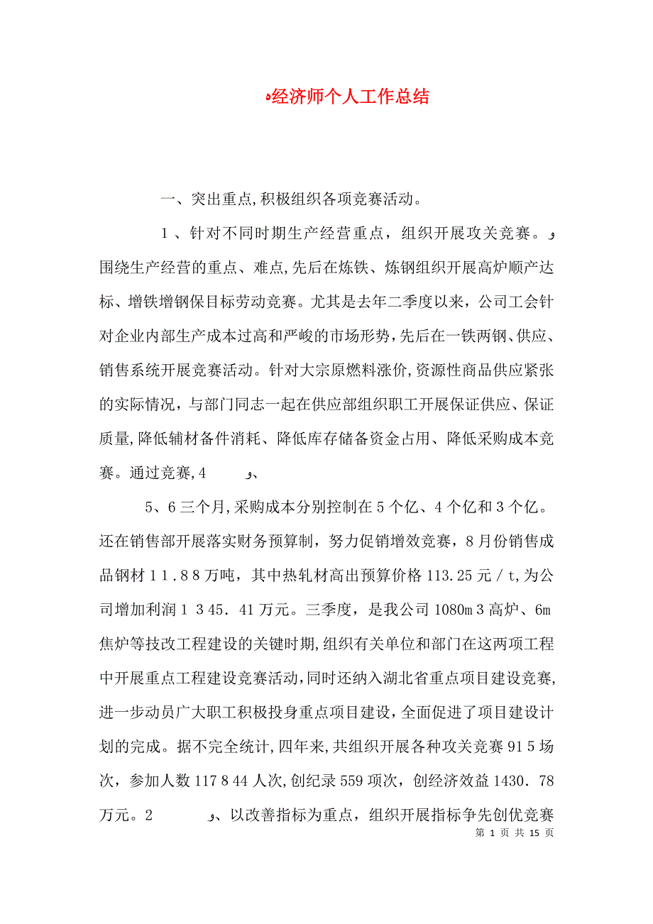 经济师个人工作总结_第1页