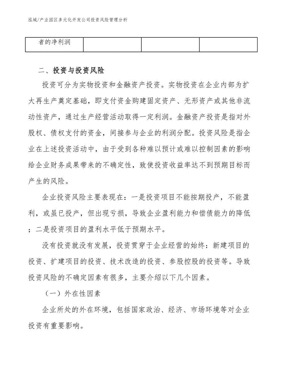 产业园区多元化开发公司投资风险管理分析_第5页