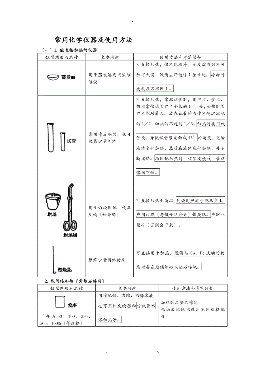 常用化学仪器及使用方法_第1页