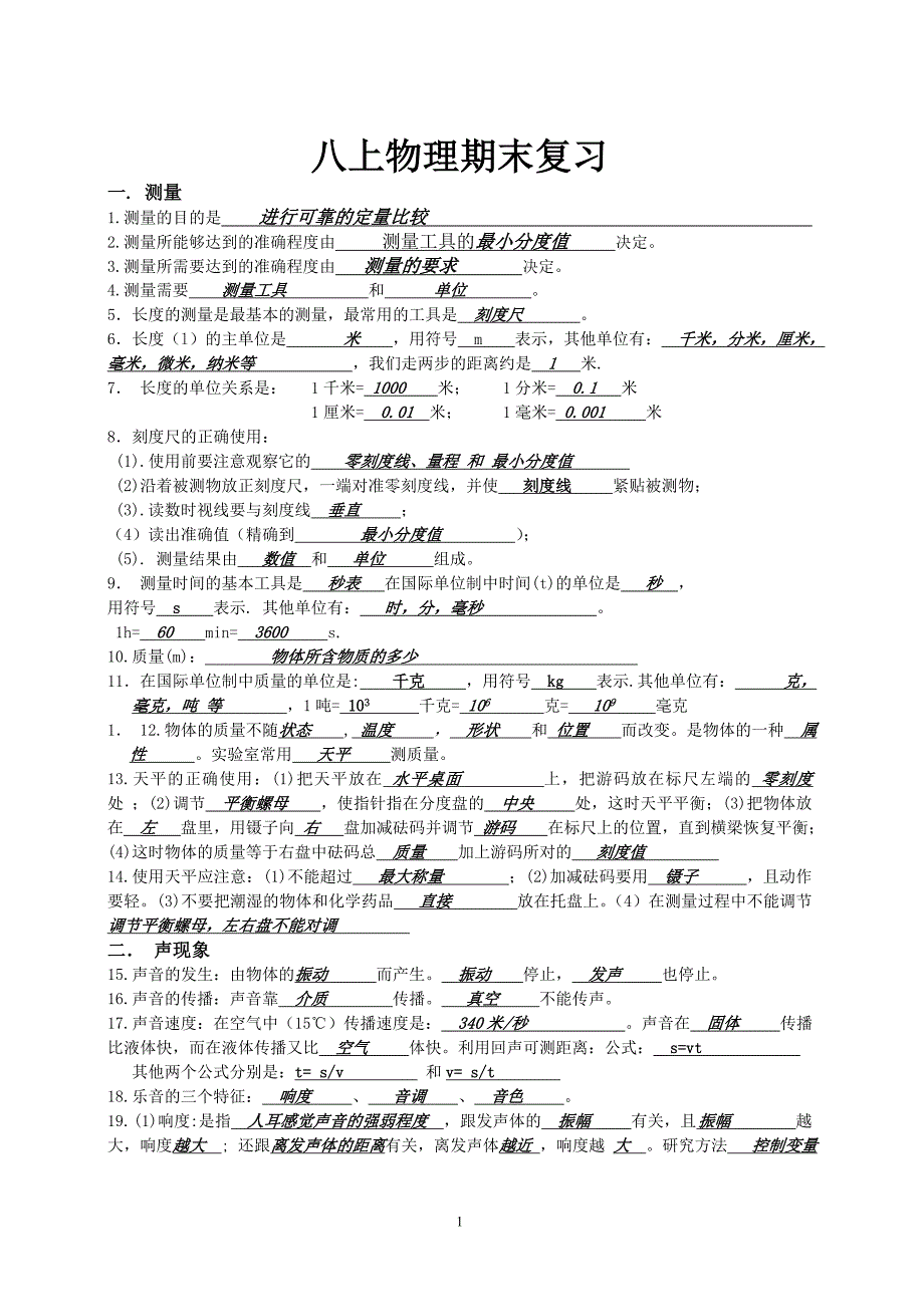 (完整word版)上海市沪教版八年级上物理期末复习.doc_第1页