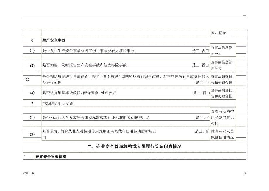 安全生产现场检查表(通用部分)_第5页