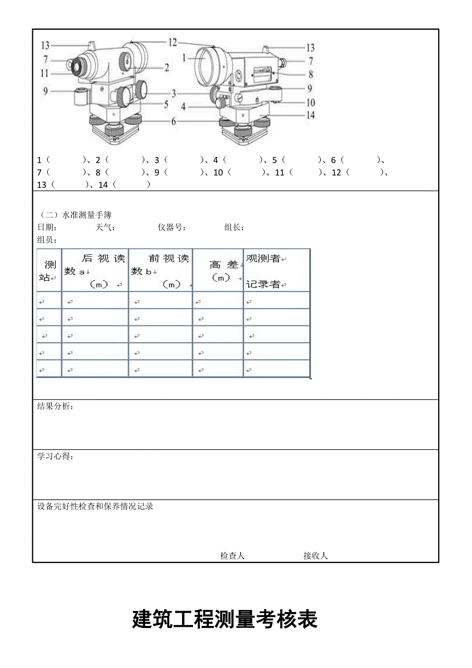 建筑测量实训考核表_第2页