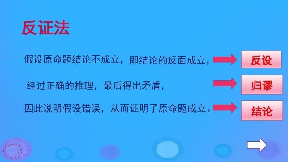 2018年高中数学 第二章 推理与证明 2.2.2 反证法课件2 新人教B版选修2-2_第5页