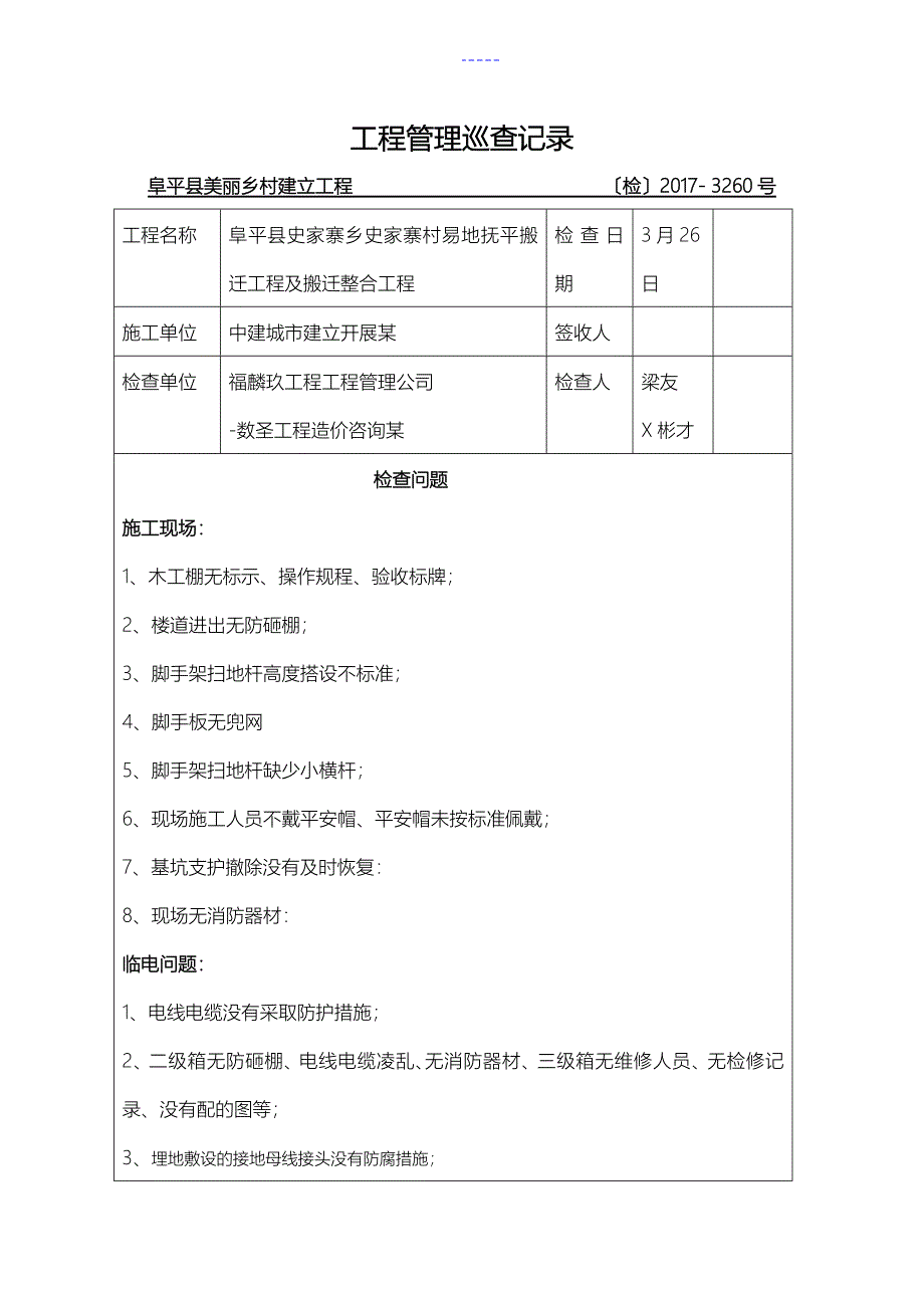 项目管理巡查记录文稿_第1页