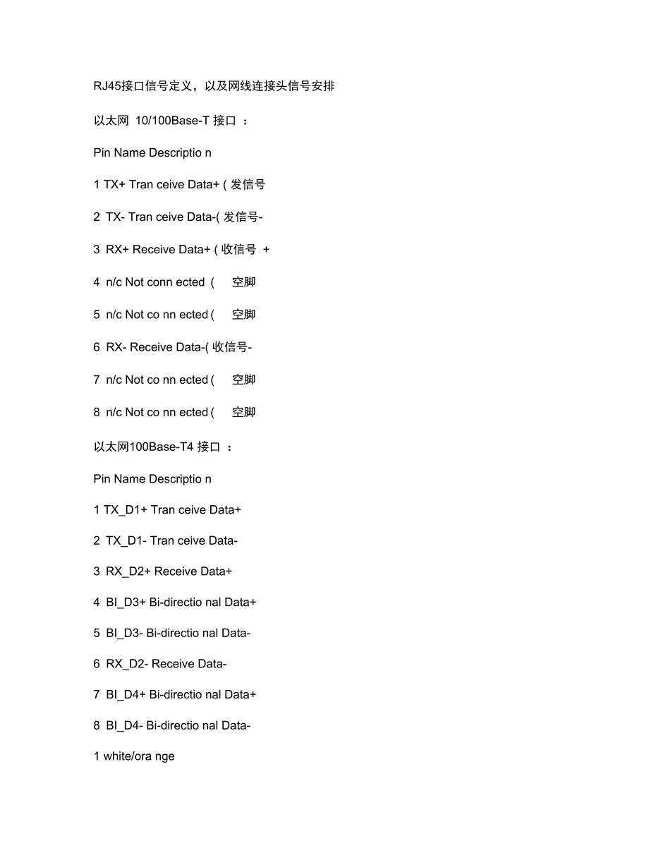RJ45接口信号定义以及网线连接头信号安排精_第1页