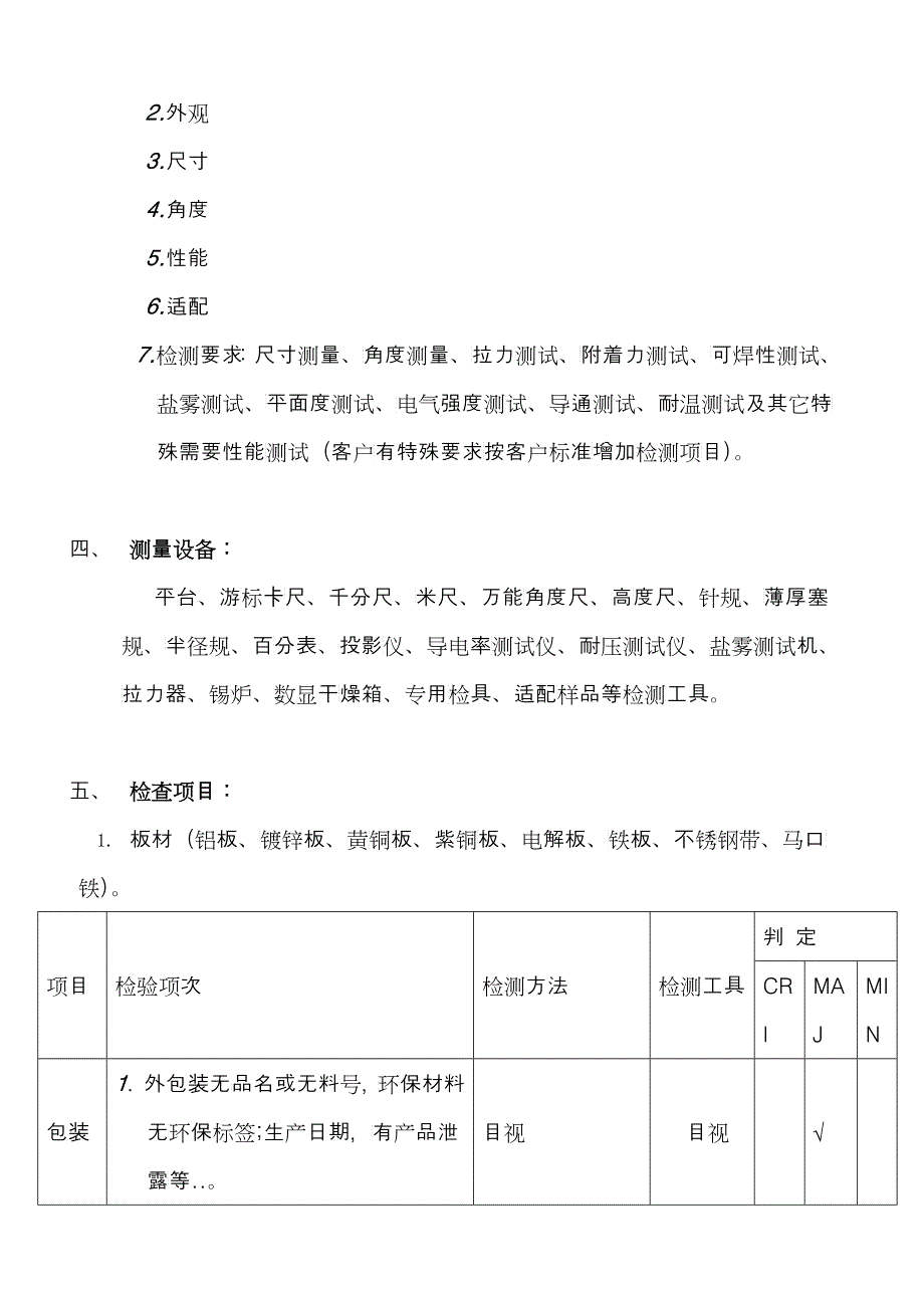 品质部IQC进料检验标准_第2页