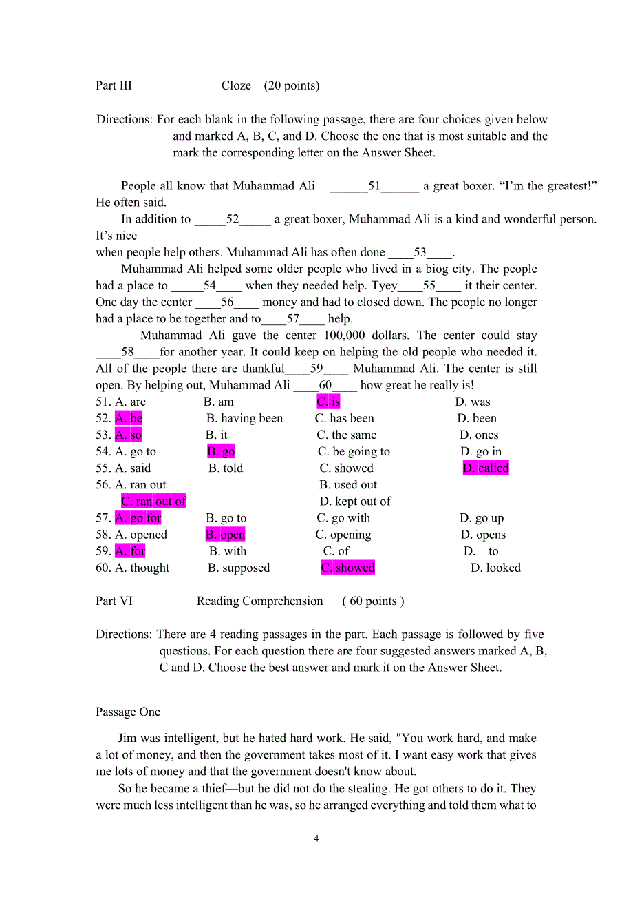 山东大学网络教育入学专升本英语答案_第4页