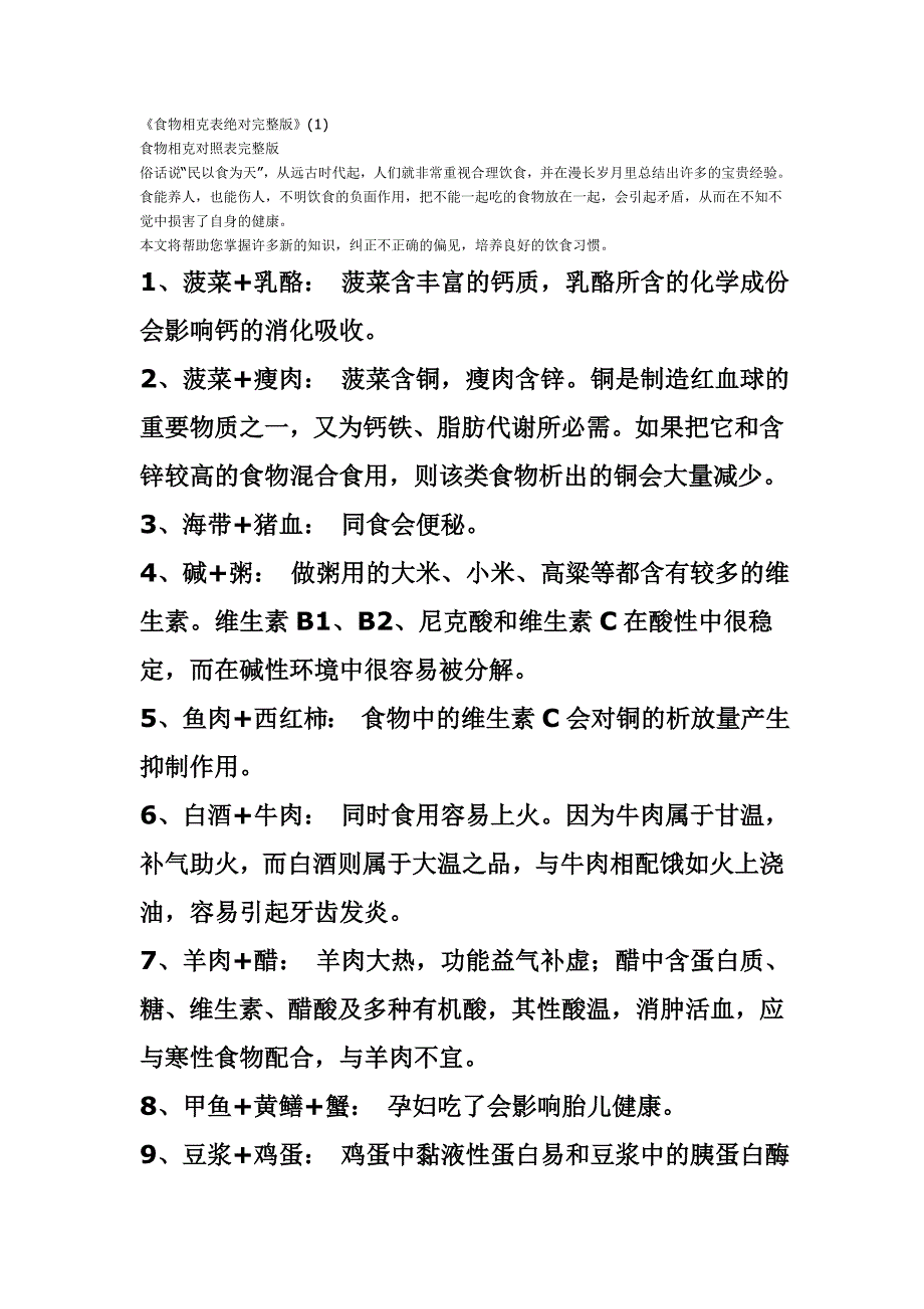 食物相克表绝对完整版_第1页