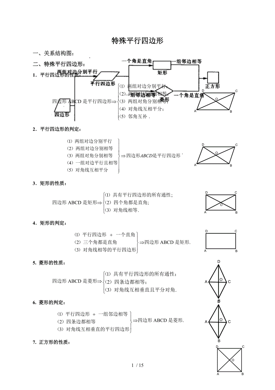 北师大版初三数学《特殊平行四边形》优秀教案(有答案)_第1页