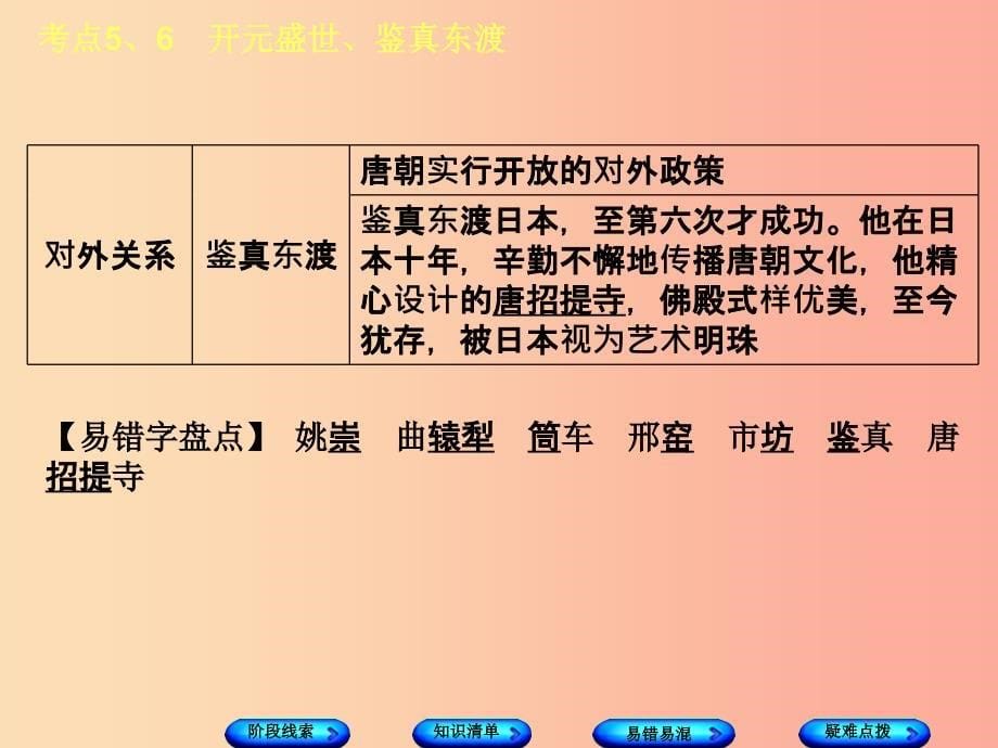 （鄂尔多斯专版）2019年中考历史复习 第1部分 中国古代史 考点5、6“开元盛世”、鉴真东渡课件.ppt_第5页