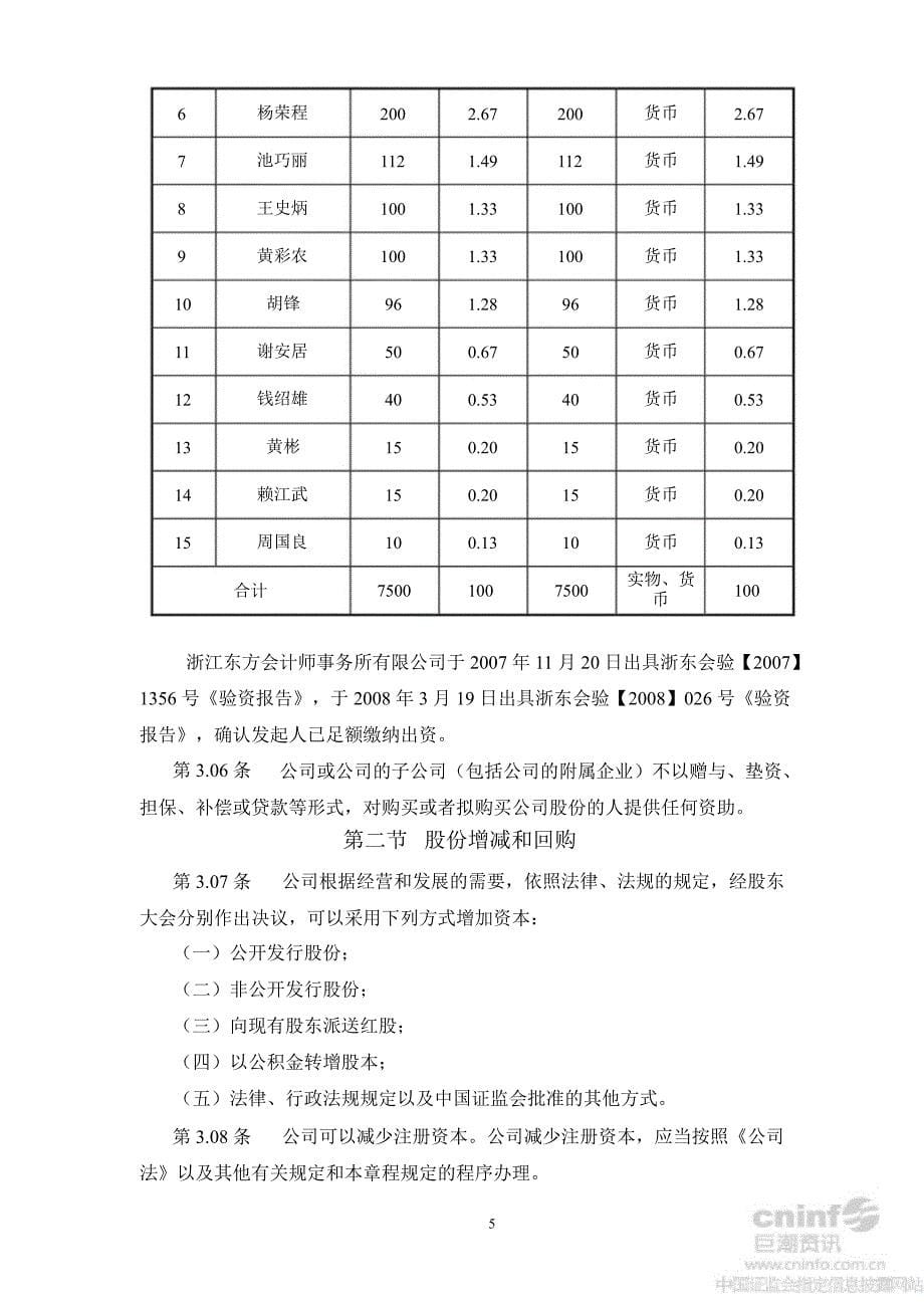 道明光学公司章程8月_第5页