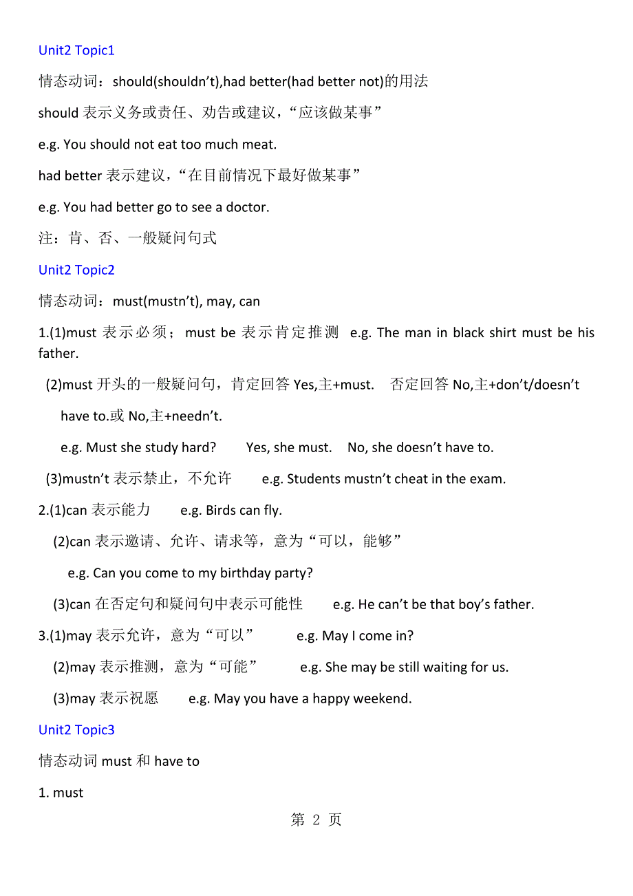 仁爱版八年级上册英语语法总复习大纲_第2页