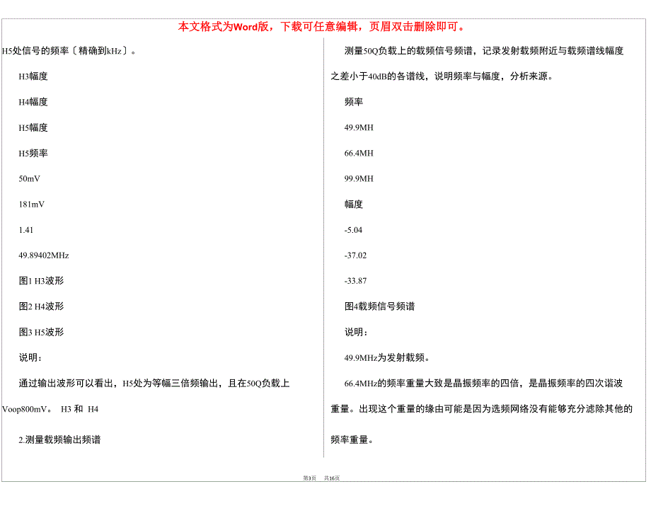 fsk调制试验报告 [50MHz FMFSK无线收、发信机综合试验报告]_第3页