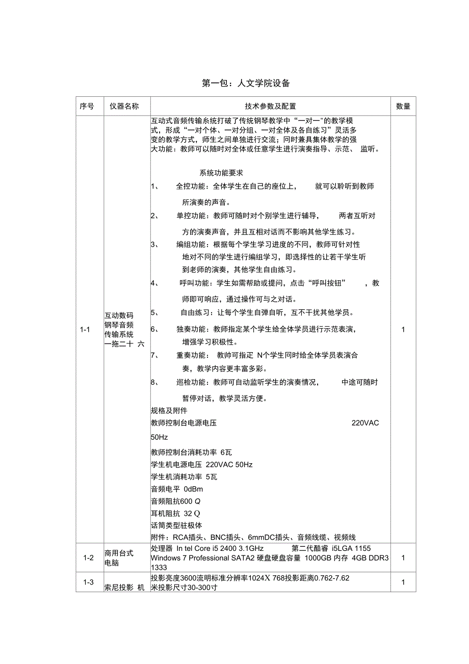 第一包：人文学院设备_第1页